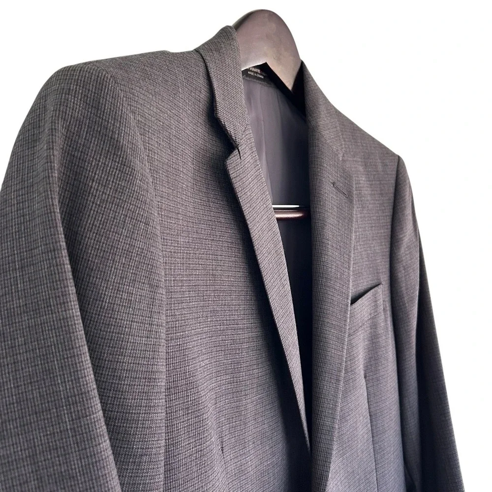 John Varvatos 38R Slim Fit Charcoal Gray Micro Weave Wool Blazer Sport Coat